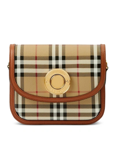 Burberry Small Elizabeth Check-pattern Crossbody Bag In Brown