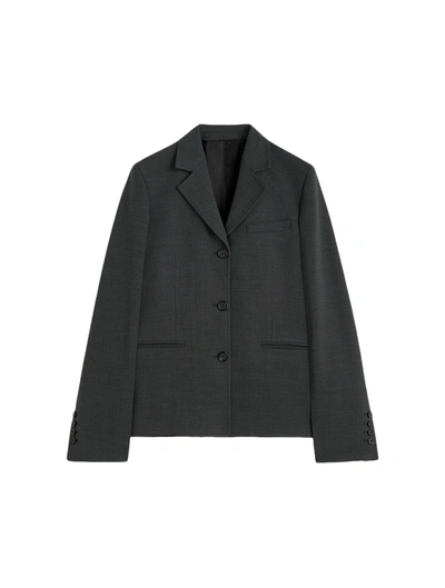 Shop Totême Petite Crepe Suit Jacket In Grey