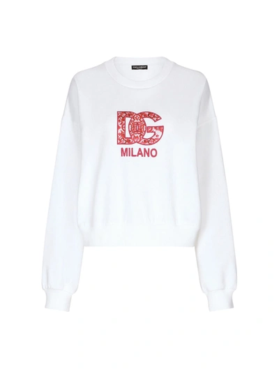 Shop Dolce & Gabbana Sweatshirt With Print In Nude & Neutrals