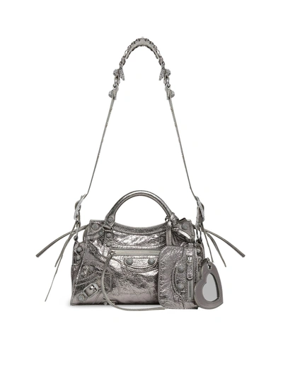 Shop Balenciaga Women`s Neo Cagole Xs Handbag With Rhinestones In Silver In Metallic