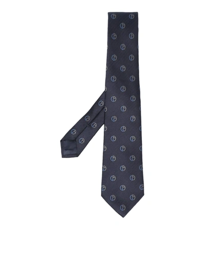 Shop Giorgio Armani Woven Jacquard Tie In Black