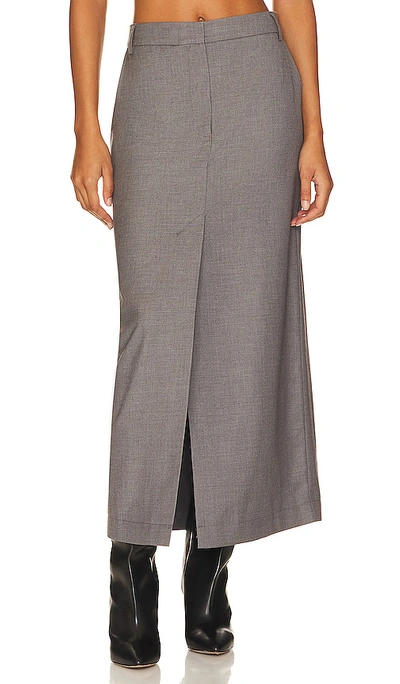 Shop Remain Long Suiting Skirt In Dark Gull Gray