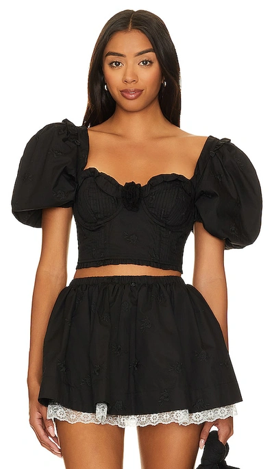 Shop For Love & Lemons Maye Crop Top In Black