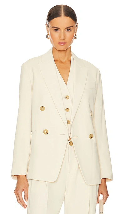Shop Vince Crepe Double Breasted Blazer In Birch