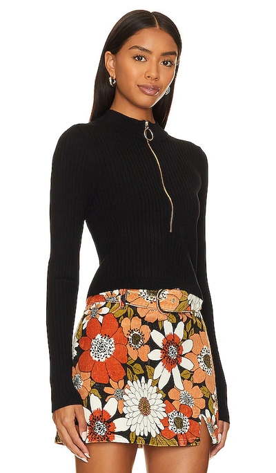 Show Me Your Mumu Charlie Zip Sweater In Black Rib Knit