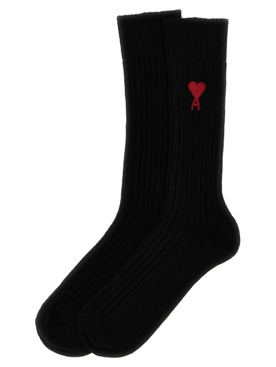 Shop Ami Alexandre Mattiussi 3-pack Logo Embroidery Socks In Black