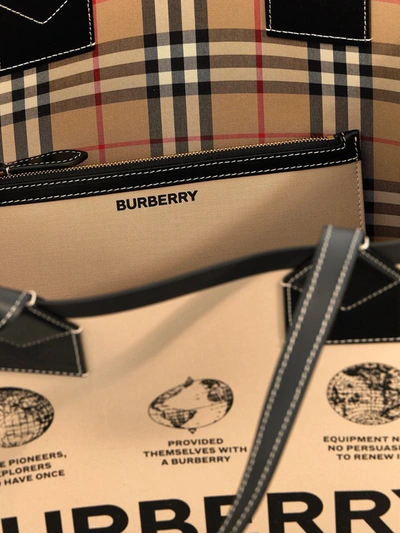 Shop Burberry 'london' Medium Shopper In Beige