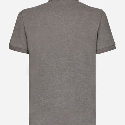 Dolce & Gabbana Gray Logo Plaque Cotton Men Polo Shirt T-shirt In Grey