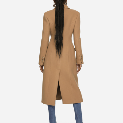 Dolce & Gabbana Long Double-breasted Wool And Cashmere Coat In Beige