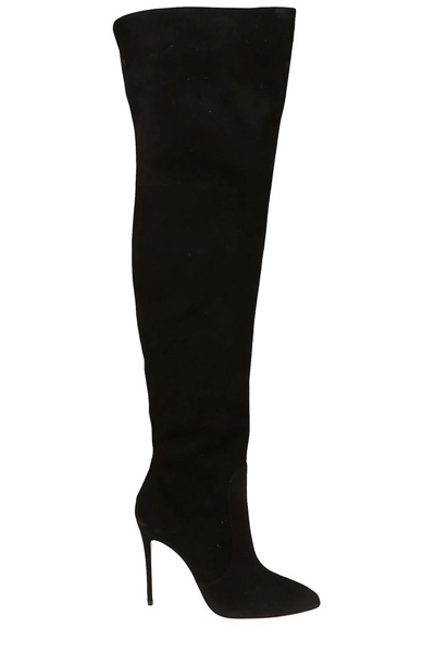 Shop Aquazzura Pointed Toe Heeled Boots In Black