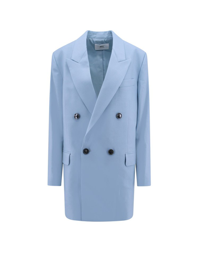 Shop Ami Alexandre Mattiussi Ami Paris Double Breasted Tailored Blazer In Blue