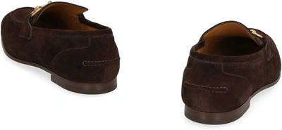 Shop Gucci Jordaan Suede Loafers In Brown