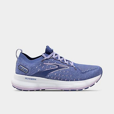 Shop Brooks Women's Glycerin Stealthfit 20 Running Shoes In Blue/pastel Lilac/white