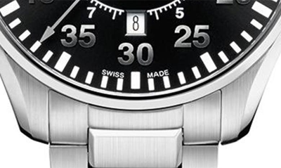 Shop Hamilton Khaki Aviator Automatic Bracelet Watch, 40mm In Silver/black/silver