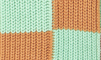 English Factory Check Pattern Short Sleeve Shaker Stitch Sweater In Brown Green