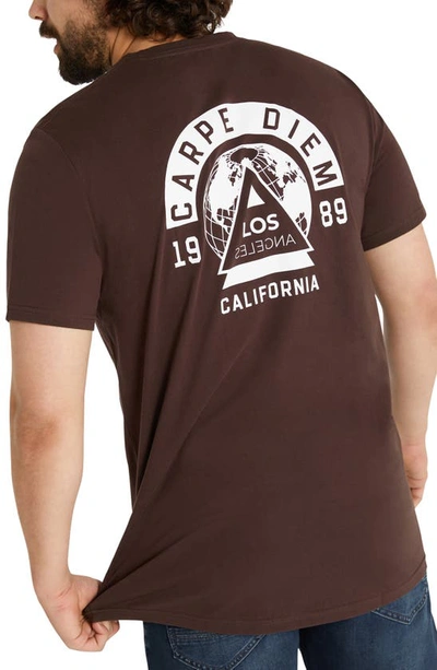 Shop Johnny Bigg Carpe Diem Longline Graphic T-shirt In Chocolate