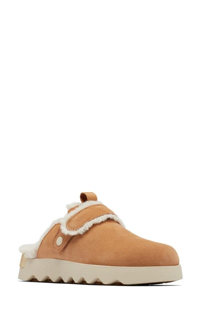 Shop Sorel Viibe Faux Fur Clog In Tawny Buff/ Natural