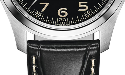 Hamilton Khaki Field Murph 38mm Automatic Black Dial Leather Strap Men's Watch H70405730 In Black