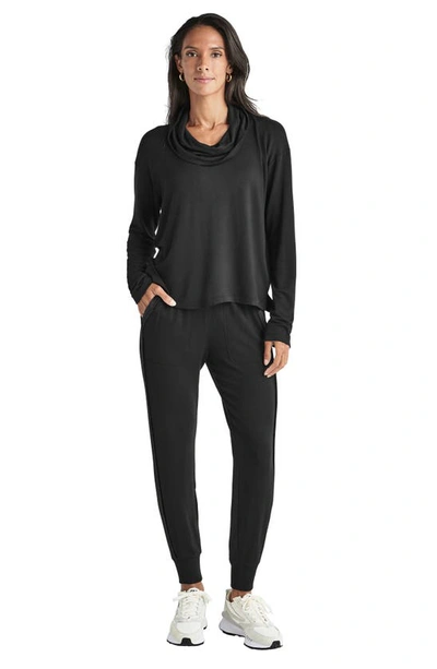 Splendid Supersoft Bliss Cowl Neck Top In Black