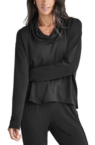Splendid Supersoft Bliss Cowl Neck Top In Black