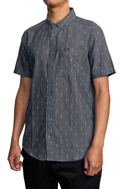 Shop Rvca That'll Do Dobby Short Sleeve Button-down Shirt In Moody Blue 2