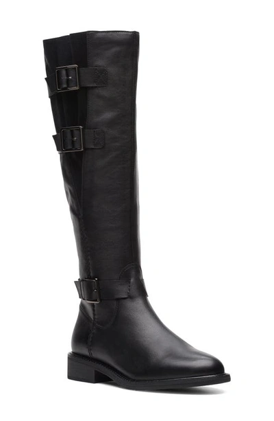 Shop Clarks Cologne Up Knee High Boot In Black Leather