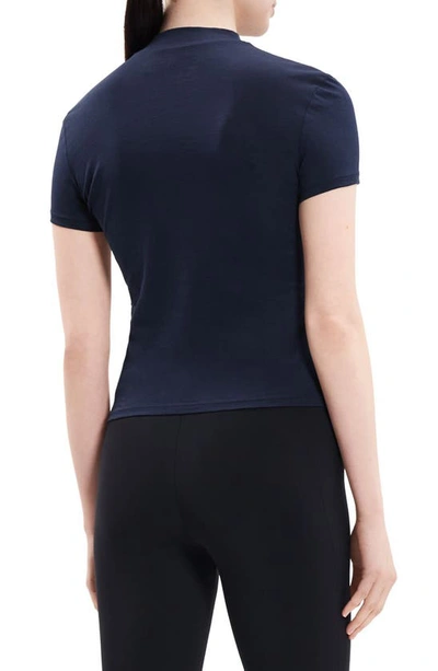 Shop Theory Tiny Mock Neck Organic Pima Cotton T-shirt In Nocturne Navy