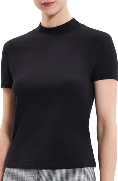 Shop Theory Tiny Mock Neck Organic Pima Cotton T-shirt In Black