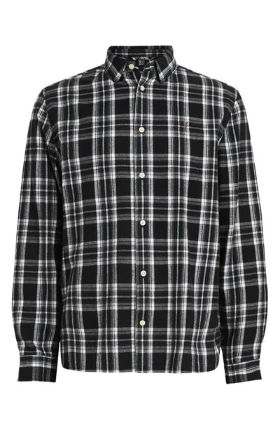 Shop Allsaints Leulus Plaid Cotton Flannel Button-up Shirt In Black
