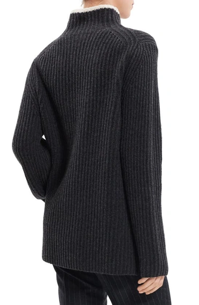 Shop Theory Karenia Rib Wool & Cashmere Sweater In Charcoal/ Ivory