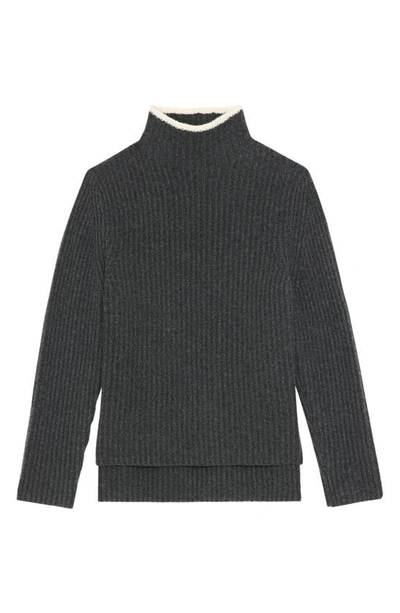Shop Theory Karenia Rib Wool & Cashmere Sweater In Charcoal/ Ivory
