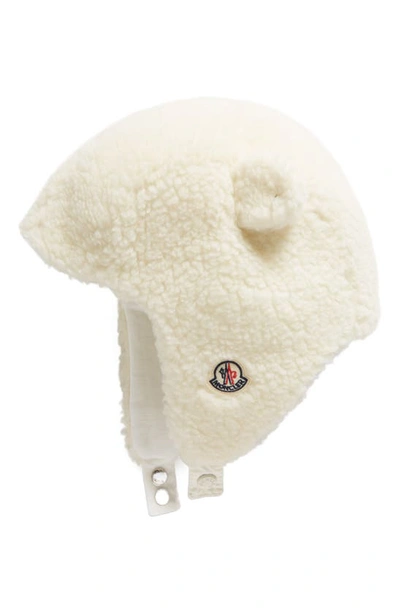 Shop Moncler Teddy Fleece Hat In Ivory