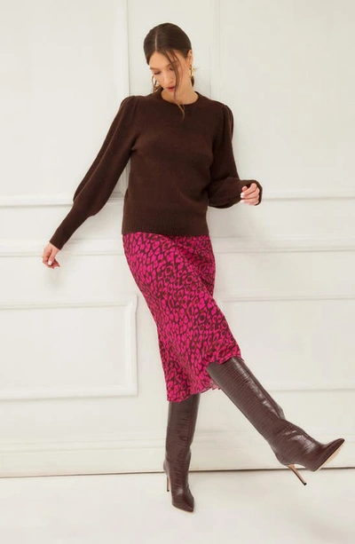 Fifteen Twenty Juliet Sleeve Sweater In Brown