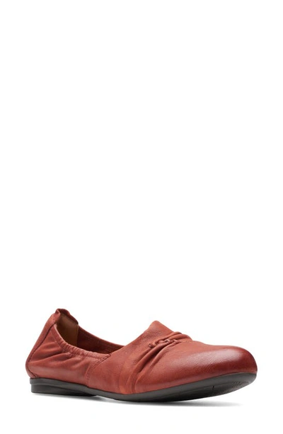 Shop Clarks Rena Way Flat In Chestnut Leather