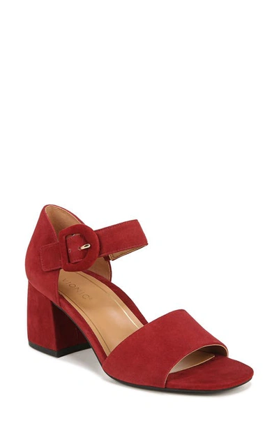 Vionic Chardonnay Block Heel Sandal In Syrah Red