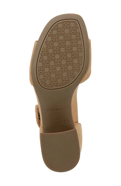 Vionic Chardonnay Block Heel Sandal In Camel Suede