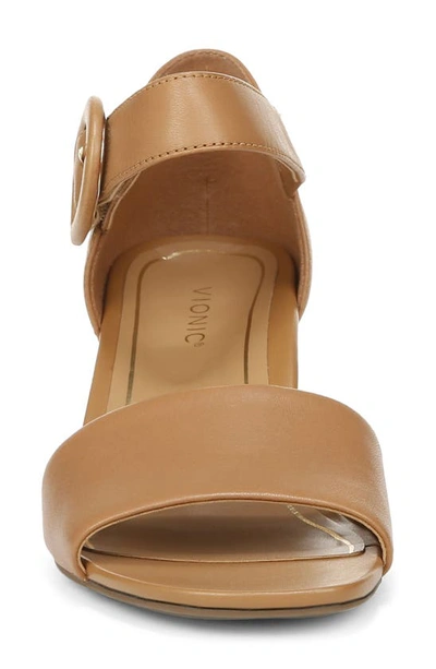 Shop Vionic Chardonnay Block Heel Sandal In Camel Leather