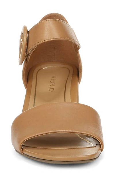 Vionic Chardonnay Block Heel Sandal In Camel Leather