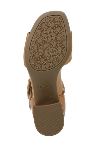 Vionic Chardonnay Block Heel Sandal In Camel Leather