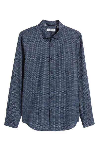 Shop Original Penguin Basket Weave Print Slim Fit Button-down Shirt In Dark Sapphire