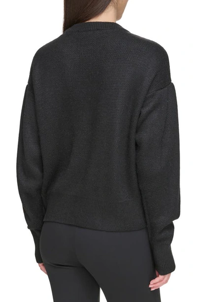 Shop Dkny Mixed Stitch Colorblock Sweater In Black Multi