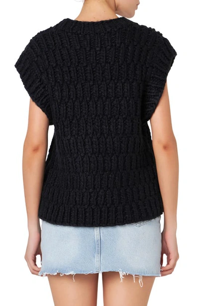 English Factory Chunky Cap Sleeve Sweater In Black