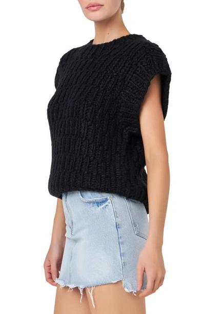 English Factory Chunky Cap Sleeve Sweater In Black