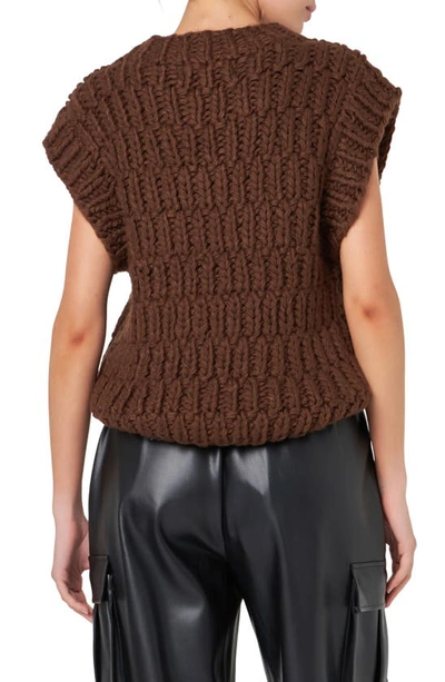 Shop English Factory Chunky Cap Sleeve Sweater In Brown