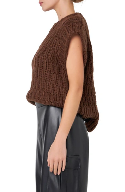 Shop English Factory Chunky Cap Sleeve Sweater In Brown