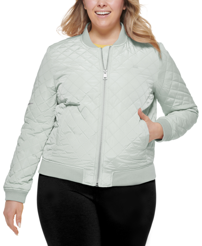 Shop Levi's Plus Size Trendy Diamond Quilted Bomber Jacket In Sea Green