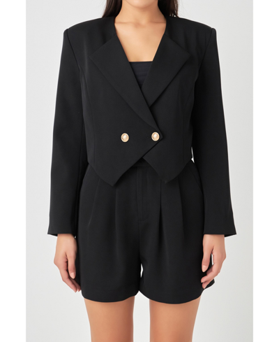 Shop Grey Lab Women's Vest Style Loose Blazer In Black