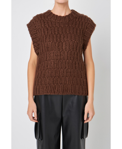 Shop English Factory Women's Chunky Knit Sweater Vest In Brown