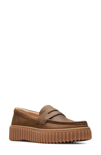 Shop Clarks Torhill Platform Penny Loafer In Beeswax