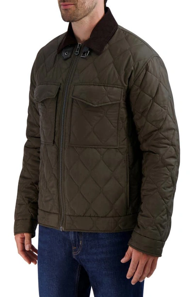 Shop Cole Haan Diamond Quilted Jacket In Olive